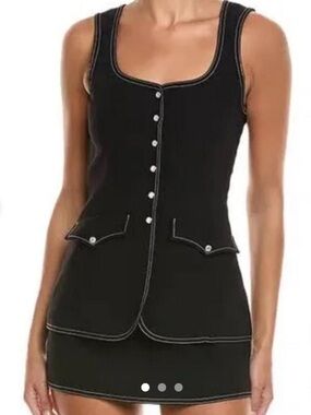 BNWT Amanda Uprichard Black Kya Sleeveless Button-Front Mini Dress